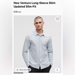 Lululemon New Venture Long Sleeve Men's Shirt Slim Fit in Starch Blue